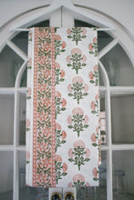 Load image into Gallery viewer, Tessa Tablecloth | Green &amp; Peach Cotton Floral Block Print Tablecloth