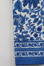 Load image into Gallery viewer, Blue floral patterned fabric on a white background