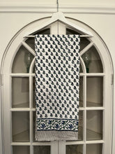Load image into Gallery viewer, Neutral colored Blockprint tablecloth draped over a window